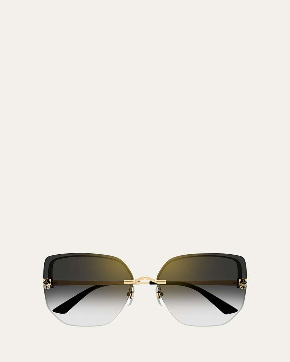 Panther Rimless Metal Alloy Butterfly Sunglasses